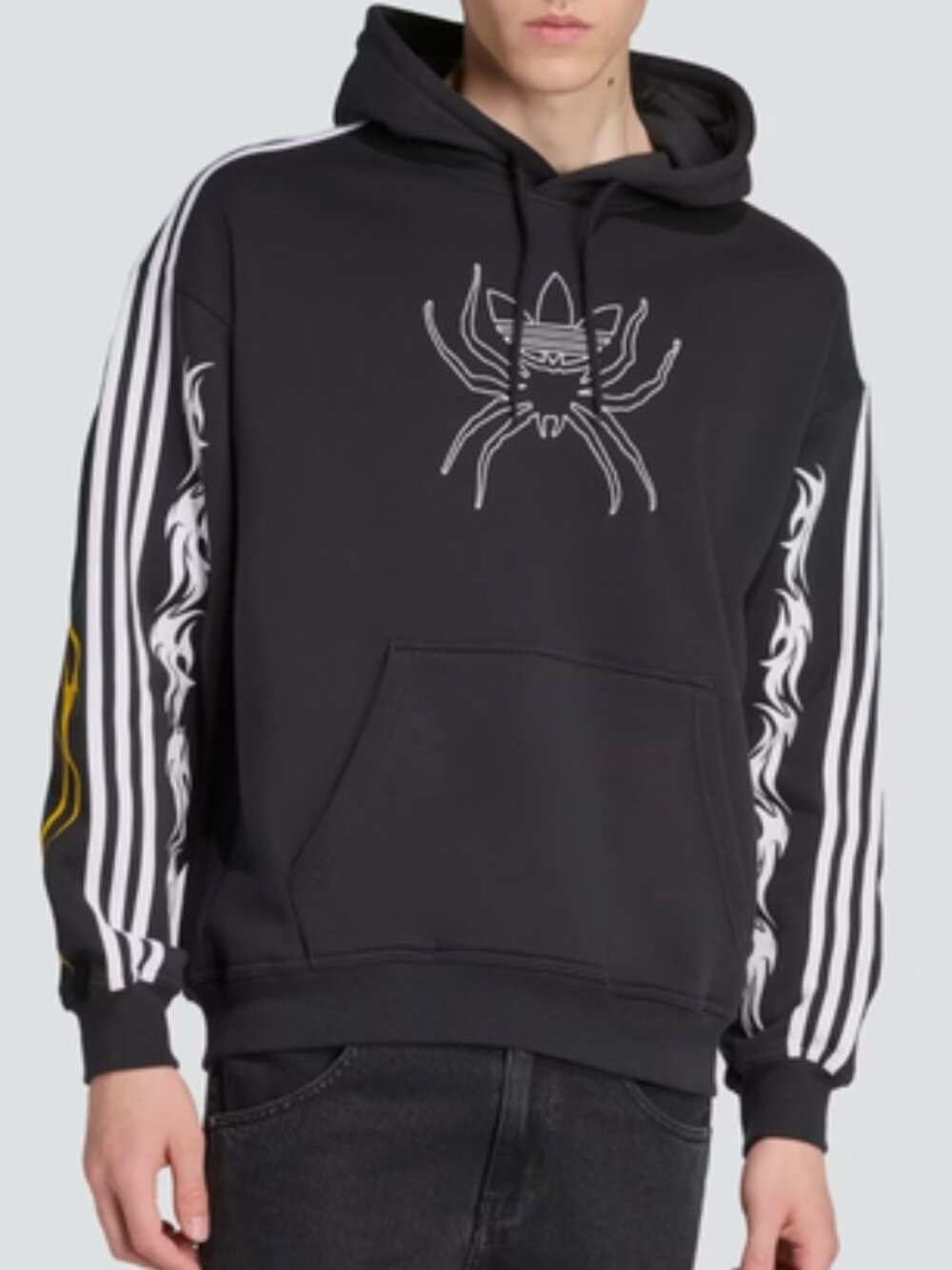 Adidas Originals Black Spiders Fleece Hoodie Mens Size L JW0223